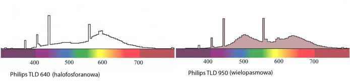 Widmo różnych lamp
